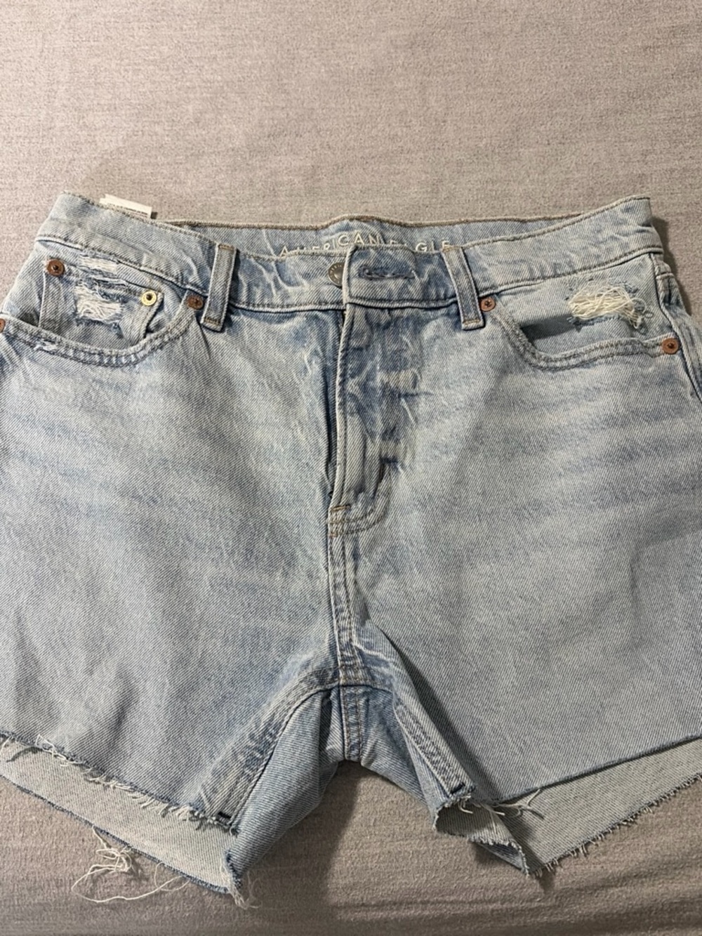 American Eagle Outfitters Light Blue Distressed Denim Shorts